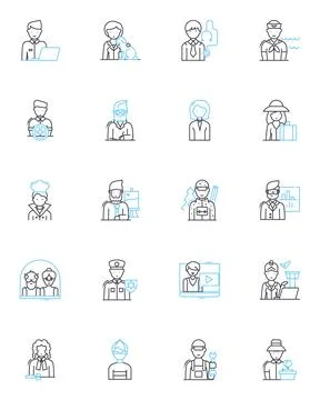 Car mechanic linear icons set. Repair, Maintenance, Engine, Transmission, Brakes Stock Illustration
