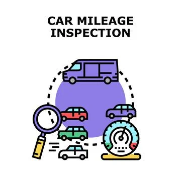 Car mileage inspection process evaluating vehicle condition Stock Illustration