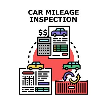 Car mileage inspection process vector concept Stock Illustration