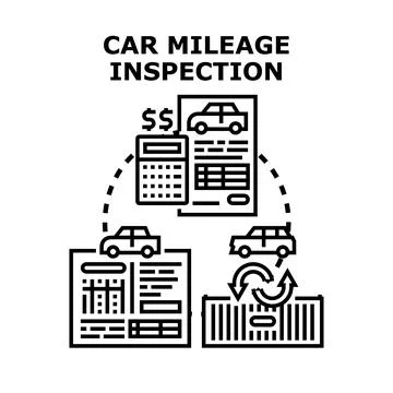 Car mileage inspection process vector concept Stock Illustration
