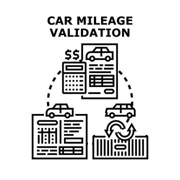 Car mileage validation process for buying and selling vehicles Stock Illustration