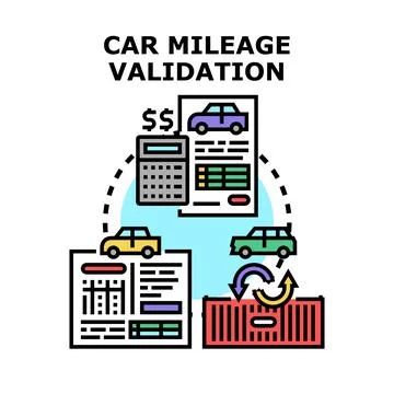 Car mileage validation process for buying and selling vehicles Stock Illustration