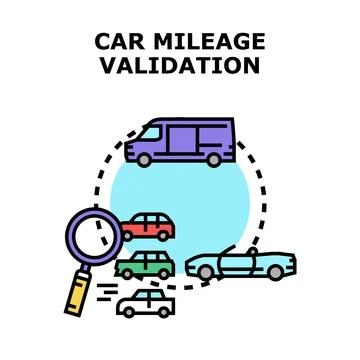 Car mileage validation process checking vehicle history Illustrazione stock