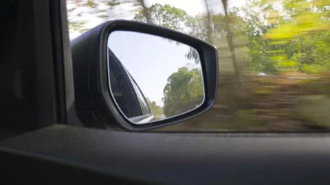 Car Mirror During Autumn Stock Footage 305124790