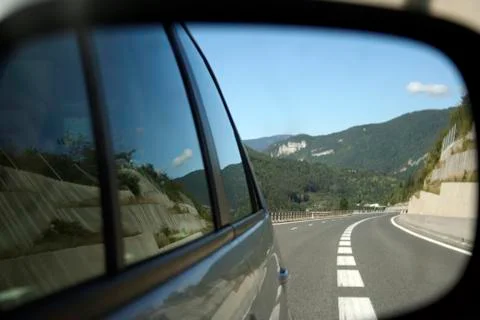 Car mirror reflection Foto stock