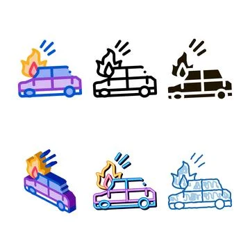 Car mix ignition icon vector outline Stock Illustration