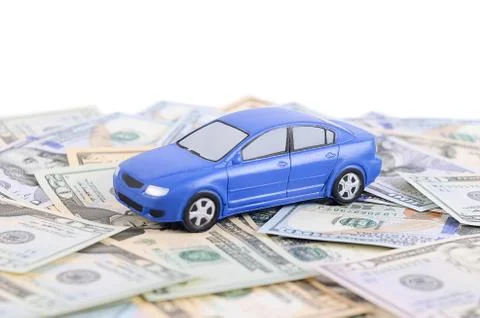 Car model on dollar bills Stock Photos