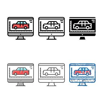 Car model set sizes and characteristics color icon vector Stock Illustration