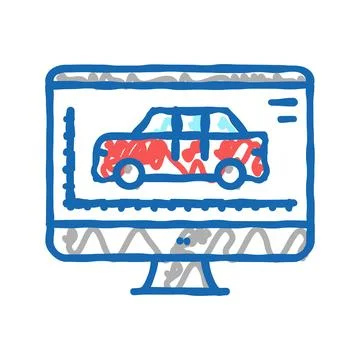 Car model sizes and characteristics icon doodle illustration Stock Illustration