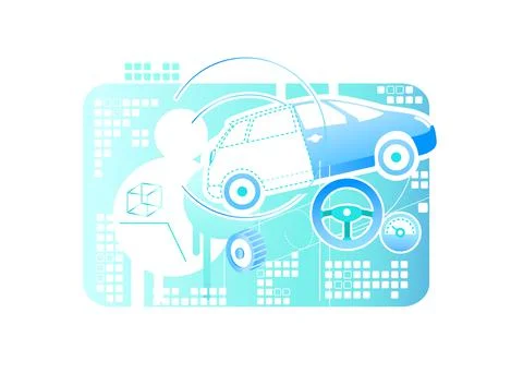 Car modeling 2D vector web banner, poster Stock Illustration
