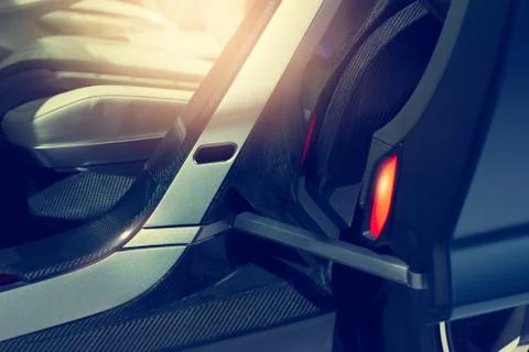 Car with modern automatic door opened and lamp lighting Fotos Stock