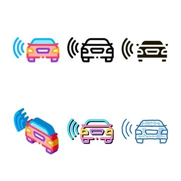 Car modern network connection icon vector outline Stock Illustration