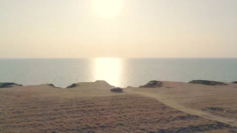 The car motion along the empty coastline Stock Footage 142845413