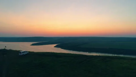 The car motion on the beautiful river background Stock Footage 160010282