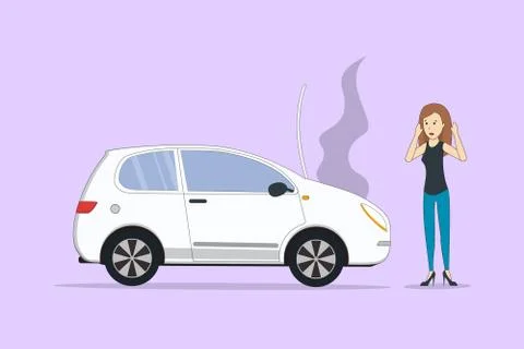 Car with motor defect. Stock Illustration