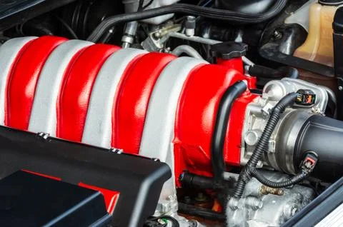 Car motor of an old-timer Stock Photos