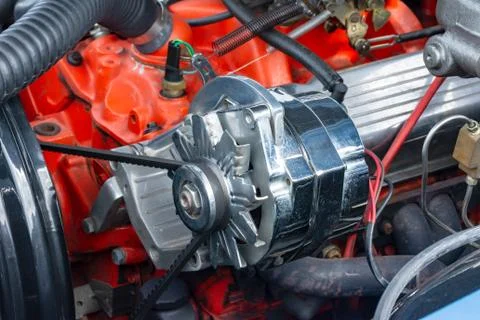 Car motor of an old-timer Stock Photos