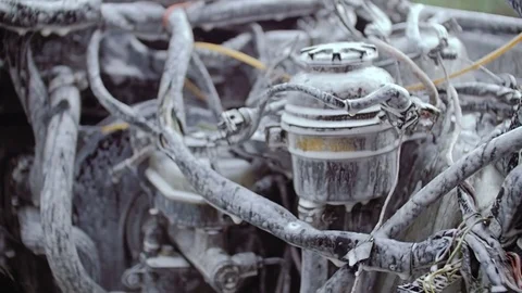 A car with a motor removed from it. Stock Footage 78700213