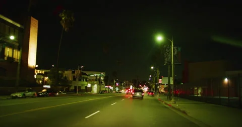 Car Mount Driving Through Los Angeles, California at Night Stock Footage 151187545