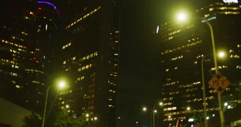Car Mount Driving Through Los Angeles, California at Night Stock Footage 151188309