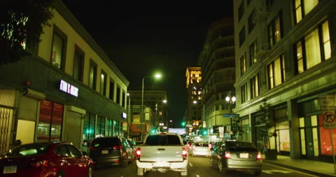 Car Mount Driving Through Los Angeles, California at Night Stock Footage 151188347