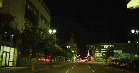 Car Mount Driving Through Los Angeles, California at Night Stock Footage 151188443