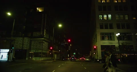 Car Mount Driving Through Los Angeles, California at Night Stock Footage 151188571