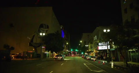 Car Mount Driving Through Los Angeles, California at Night Stock Footage 151188773