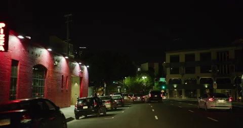 Car Mount Driving Through Los Angeles, California at Night Stock Footage 151189953