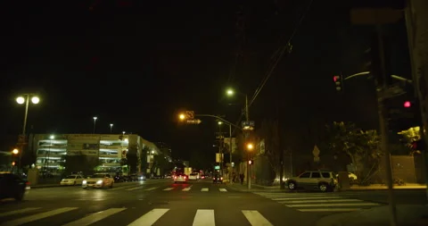 Car Mount Driving Through Los Angeles, California at Night Stock Footage 151190010