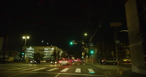 Car Mount Driving Through Los Angeles, California at Night Stock Footage 151190077