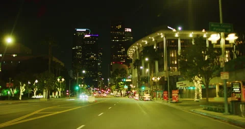 Car Mount Driving Through Los Angeles, California at Night Vídeo Stock 151191567