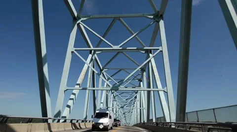 Car Mount Shot Driving over the Rochester-Monaca Bridge Stock Footage 58252247