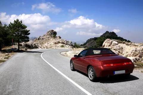 Car in the mountain Stock Photos
