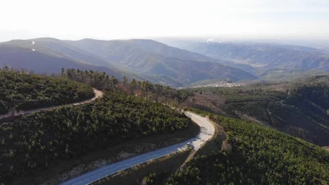 Car on a Mountain Road Stock Footage 103179781