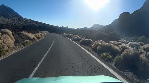 Car is on the mountain road moving fast Stock Footage 72183205