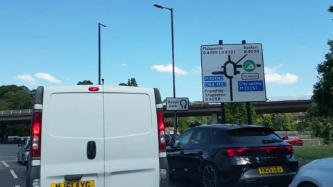 Car Mounted Camera Footage of Road and Street View of Bristol City in England Stock Footage 314584977