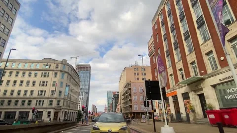 Car Mounted Camera Time Lapse Street View of Birmingham City Stock Footage 314533536