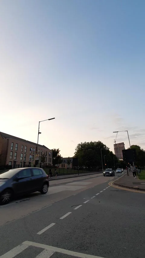 Car Mounted Camera Vertical Street View of Birmingham City Stock Footage 314309127