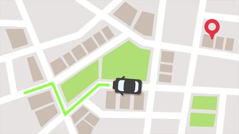 Car move on the map from location to the destination motion graphics Stock Footage 321886418