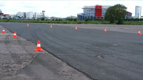 Car move on test drive track Stock Footage 6000120