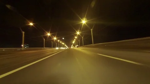 The car moves on the bridge Stock Footage 98854234