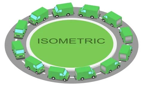 A car moves in a circle in 12 frames. Stock Illustration