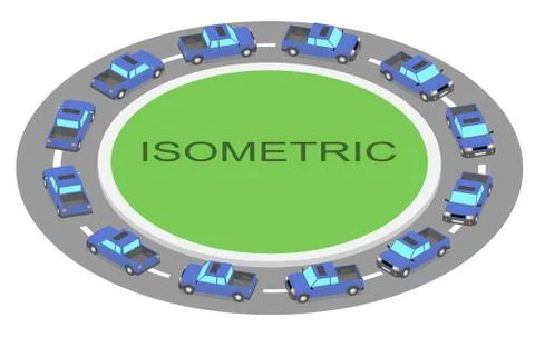 A car moves in a circle in 12 frames. Stock Illustration