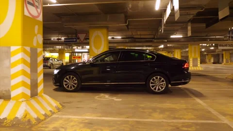 The car moves in the underground parking Stock Footage 160912207