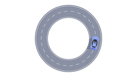 Car moving on circular road animation white background 動画素材 332339413
