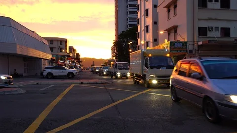 Car moving During Sunset Stock Footage 107750243