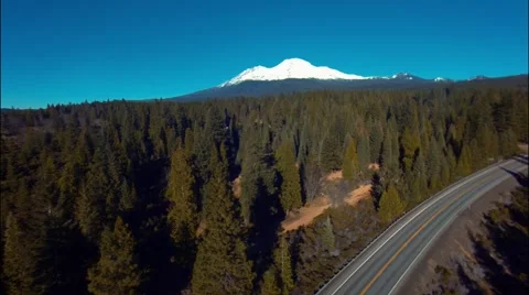 Car Moving Fast On Two Lane Road In Forest Above View Vídeos de archivo 46459974