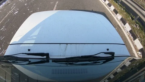 Car moving on highway part 2, Captured through gopro attached on the windshield. Stock Footage 125127210