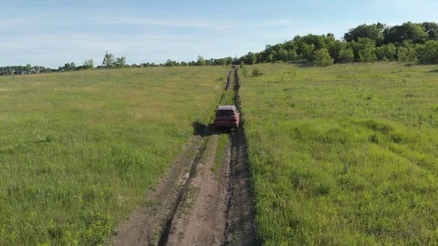 The car is moving over rough terrain. Subaru car forester. Stock Footage 91056114